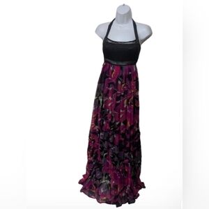 Bebe Silk Halter Maxi Dress S Whimsigoth Whimsical Fairy Grunge #5555